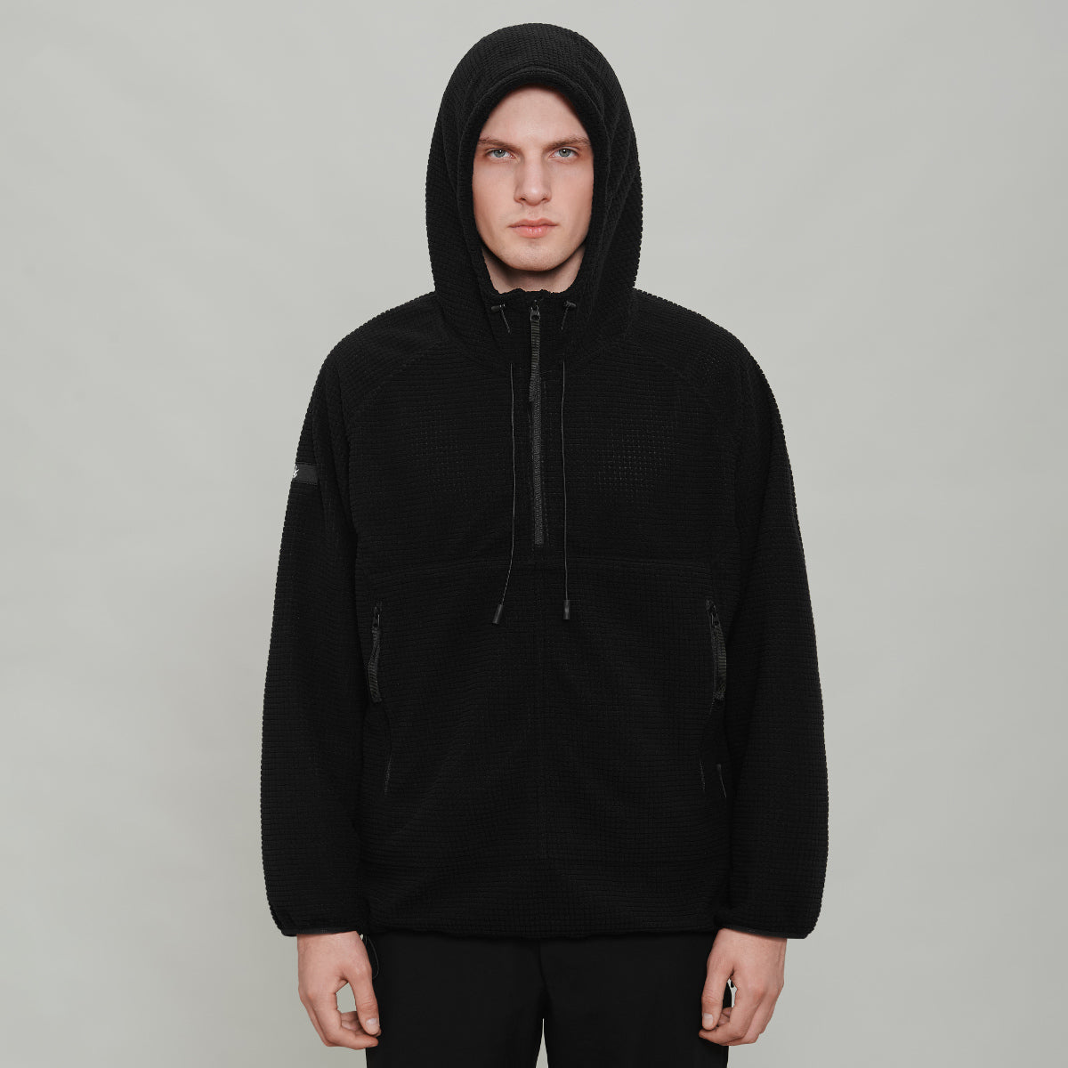 Half zip cheap black hoodie