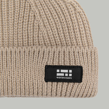 Merino Short Beanie Hat Morse Code Logo RD-MRNSBHMCL BEIGE