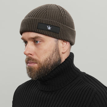 Merino Short Beanie Hat RD Logo RD-MRNSBHRDL KHAKI