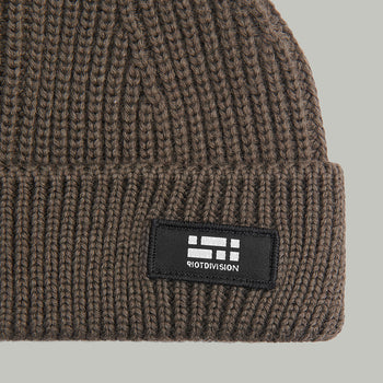 Merino Short Beanie Hat Morse Code Logo RD-MRNSBHMCL KHAKI