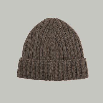 Merino Beanie Hat Morse Code Logo RD-MRNBHMCL KHAKI