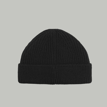 Merino Short Beanie Hat Morse Code Logo RD-MRNSBHMCL BLACK