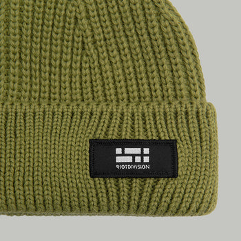 Merino Short Beanie Hat Morse Code Logo RD-MRNSBHMCL GREEN