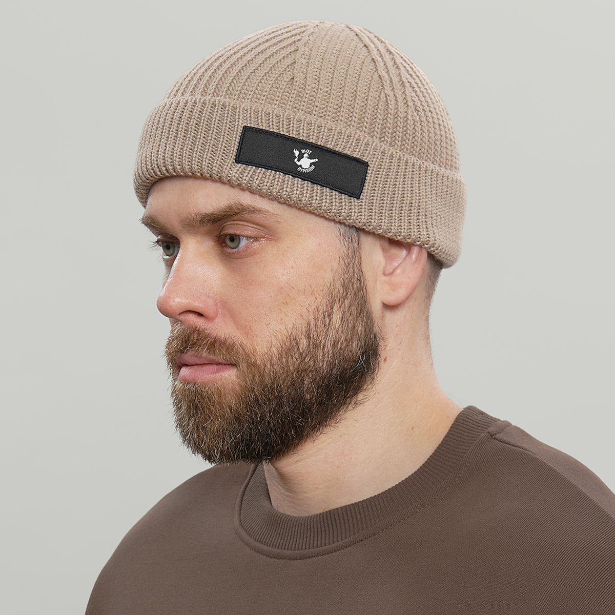 Merino Short Beanie Hat RD Logo RD-MRNSBHRDL BEIGE