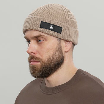 Merino Short Beanie Hat RD Logo RD-MRNSBHRDL BEIGE