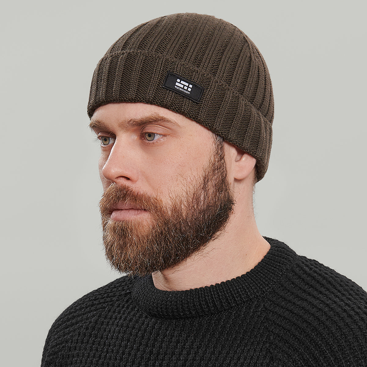 Merino Beanie Hat Morse Code Logo RD-MRNBHMCL KHAKI