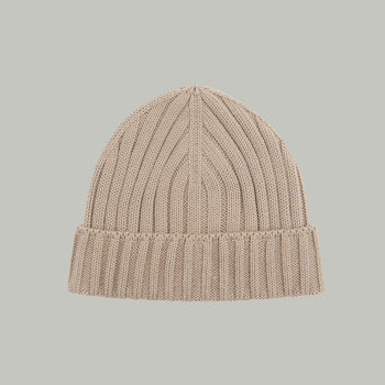 Merino Beanie Hat Morse Code Logo RD-MRNBHMCL BEIGE