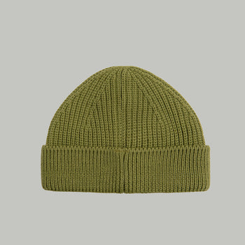 Merino Short Beanie Hat Morse Code Logo RD-MRNSBHMCL GREEN