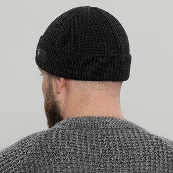 Merino Short Beanie Hat RD Logo RD-MRNSBHRDL BLACK