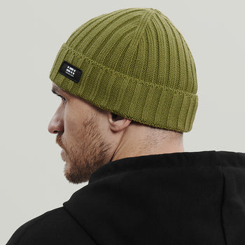Merino Beanie Hat Morse Code Logo RD-MRNBHMCL GREEN