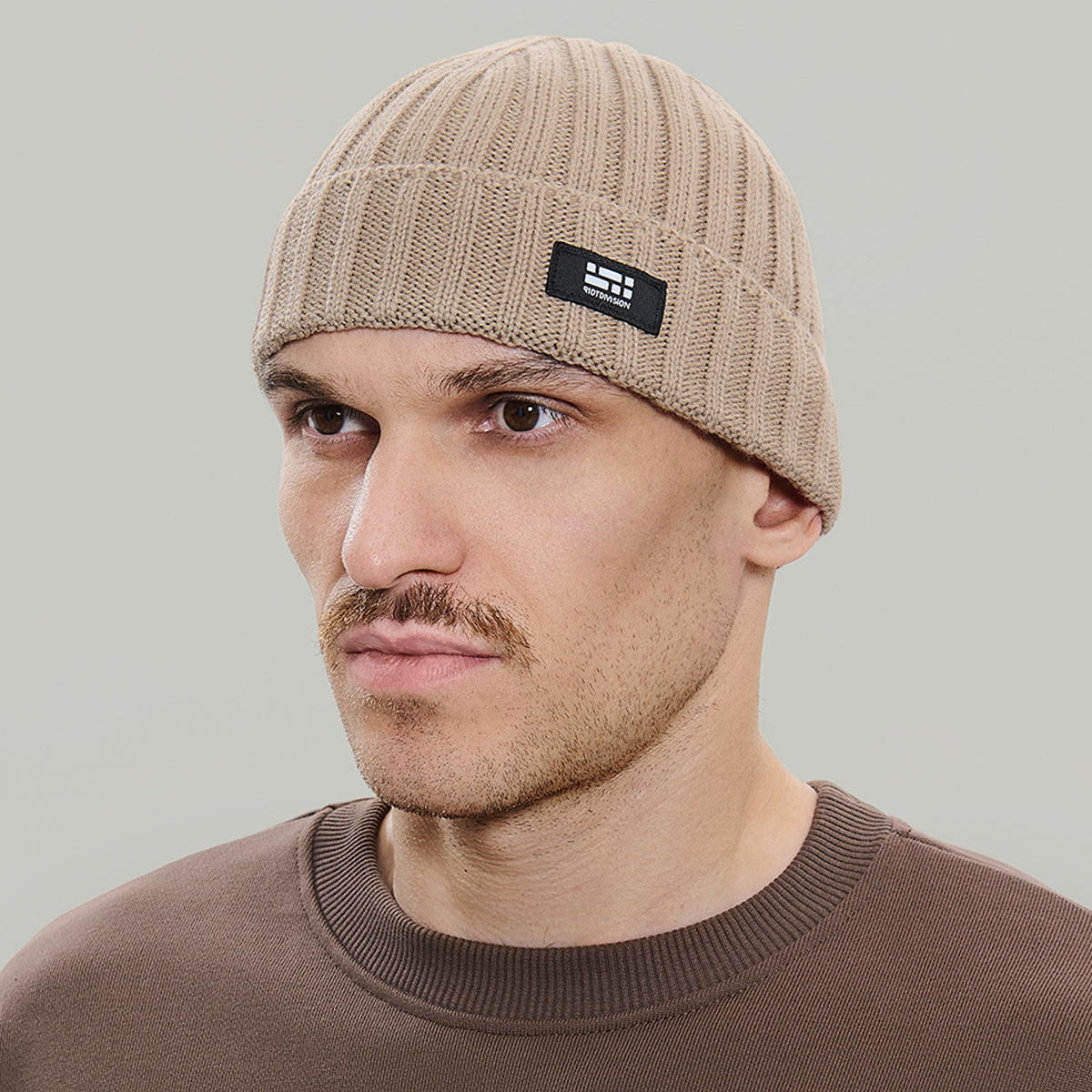 Merino Beanie Hat Morse Code Logo RD-MRNBHMCL BEIGE