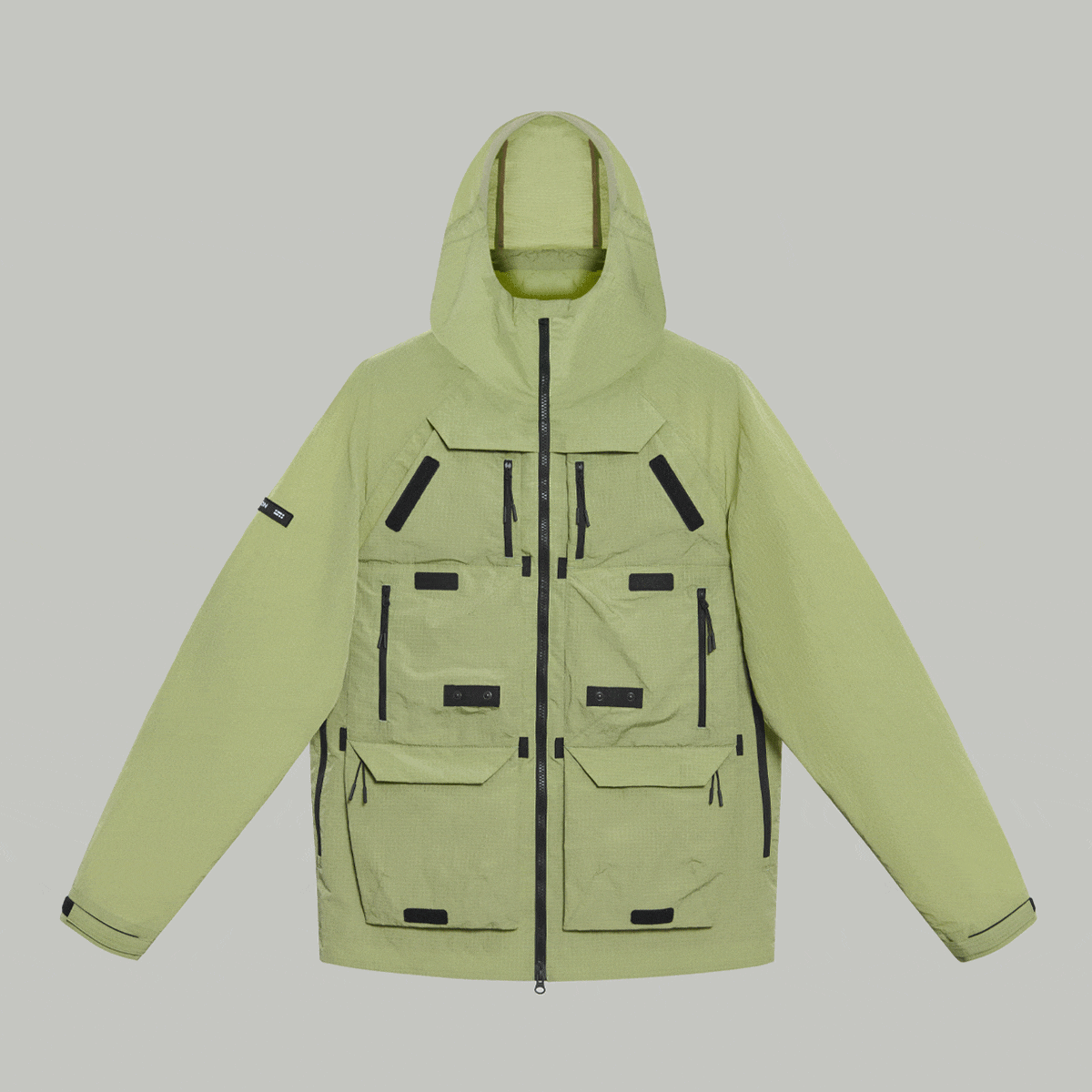 Multipockets Transformable Jacket GREEN - Main Image